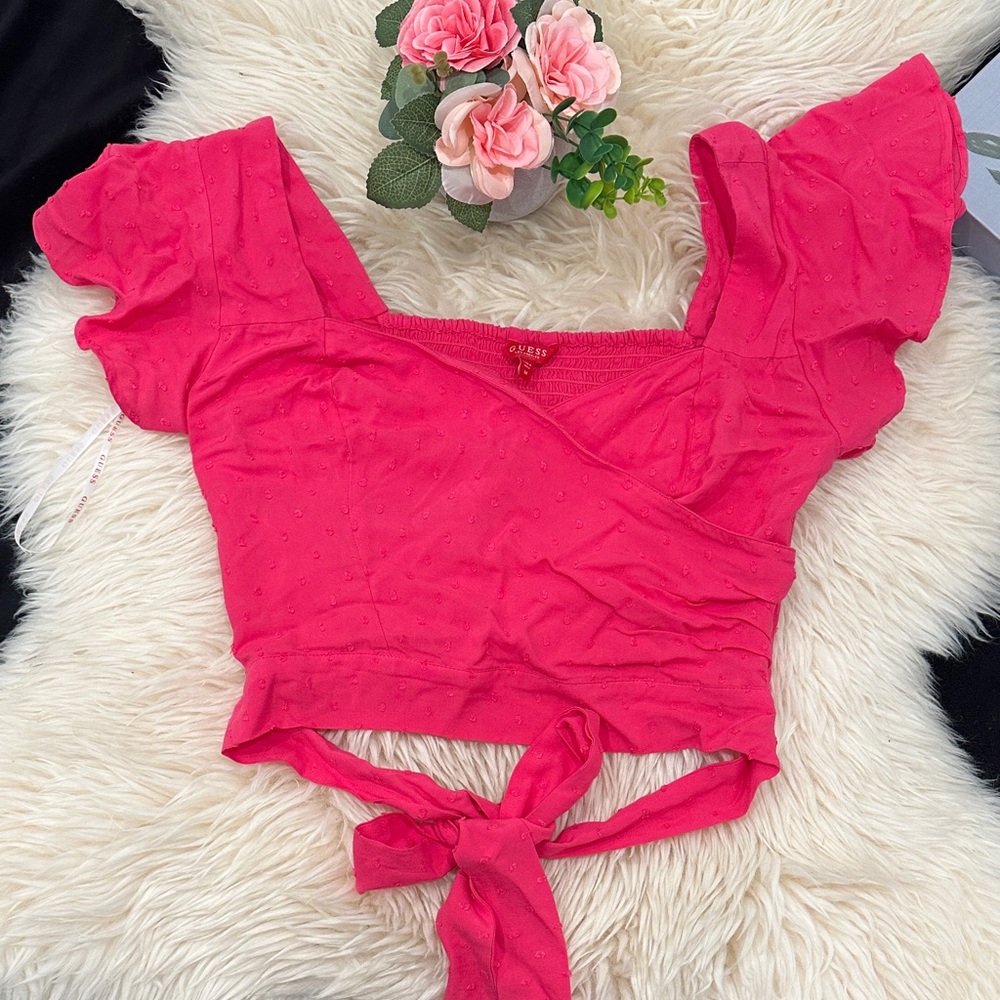 BNWOT Guess Fuchsia Wrap Crop Top